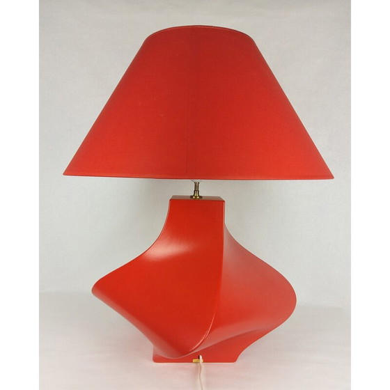 Image 1 of Vintage Kostka lamp in red ceramic by Y Boudry, France 1990
