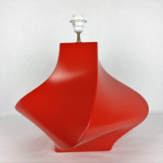 Image 1 of Vintage Kostka lamp in red ceramic by Y Boudry, France 1990