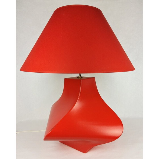 Image 1 of Vintage Kostka lamp in red ceramic by Y Boudry, France 1990