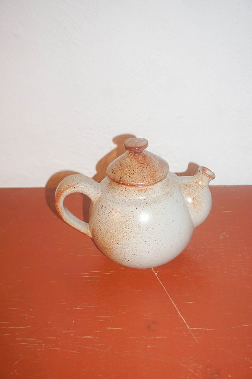 Grey Grès Teapot * Vintage French Stoneware * Handmade Ceramic * Rustic Pottery * Warm Speckled Glaze * 1970S Modernist Design  