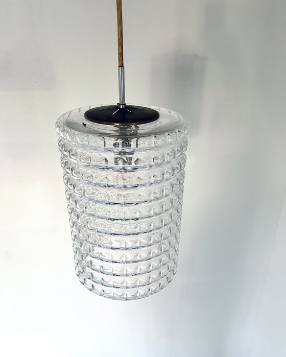 Image 1 of Chrome & Glass Pendant Lamp '60