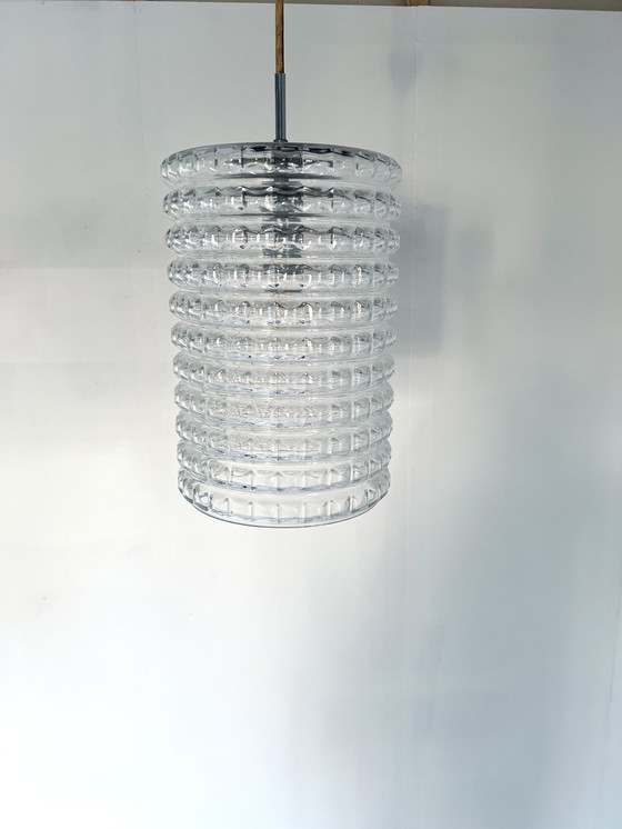 Image 1 of Chrome & Glass Pendant Lamp '60