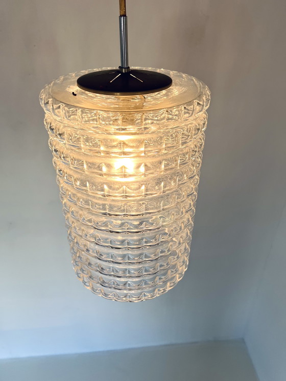 Image 1 of Chrome & Glass Pendant Lamp '60