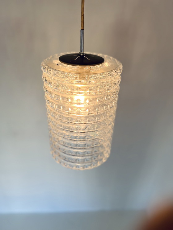 Image 1 of Chrome & Glass Pendant Lamp '60