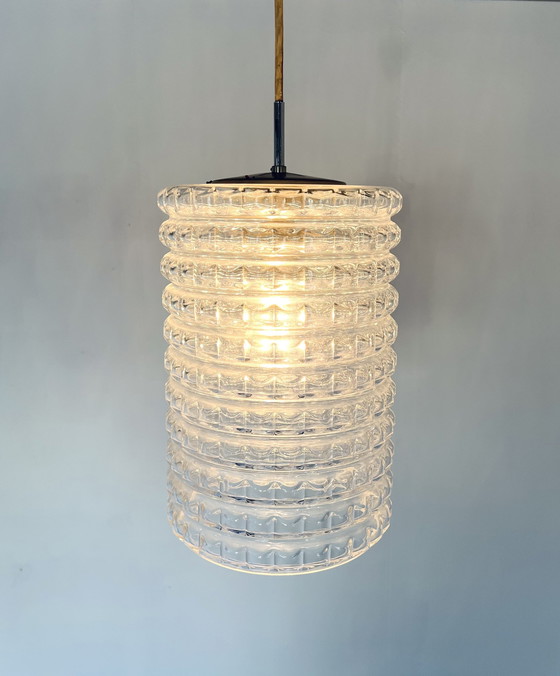 Image 1 of Chrome & Glass Pendant Lamp '60