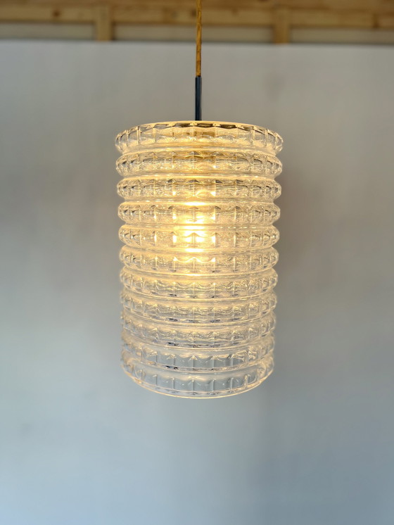 Image 1 of Chrome & Glass Pendant Lamp '60