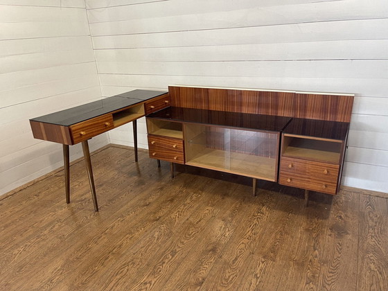 Image 1 of Ensemble de bureau modulaire de Mojmir Pozar avec plateau en verre noir