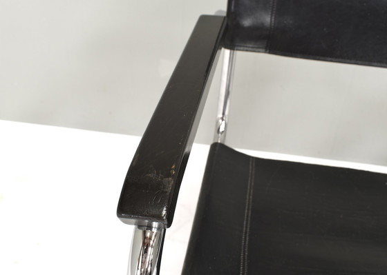 Image 1 of Fauteuils luge Thonet S34 de Mart Stam en cuir noir et chrome - Allemagne, 1927