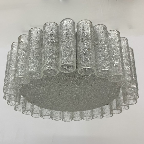 Image 1 of Doria Leuchten Glass Tubes Chandelier Flush Mount - 1960s