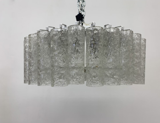 Image 1 of Doria Leuchten Glass Tubes Chandelier Flush Mount - 1960s