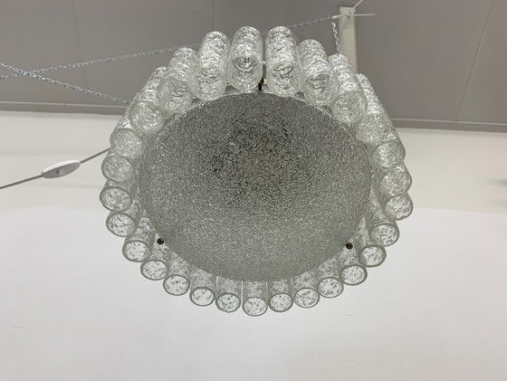 Image 1 of Doria Leuchten Glass Tubes Chandelier Flush Mount - 1960s