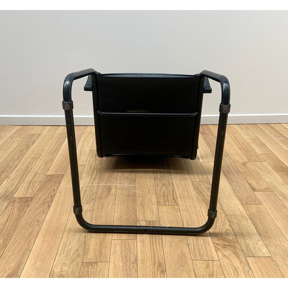 Image 1 of Vintage metal and black leather office chair