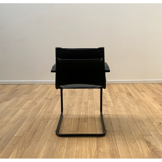 Image 1 of Vintage metal and black leather office chair