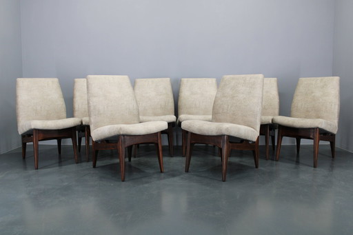 1970S Set Of Eight Restored Dining Chairs, Czechoslovakia