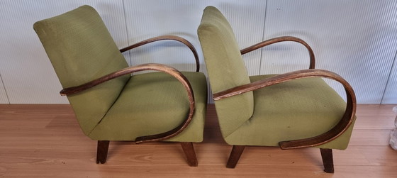 Image 1 of 2x Jindrich Halabala lounge chair - green