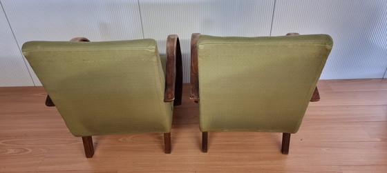 Image 1 of 2x Jindrich Halabala lounge chair - green