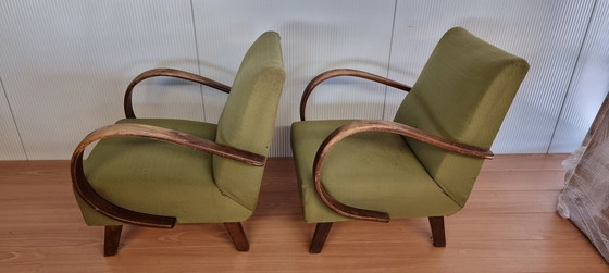 Image 1 of 2x Jindrich Halabala lounge chair - green