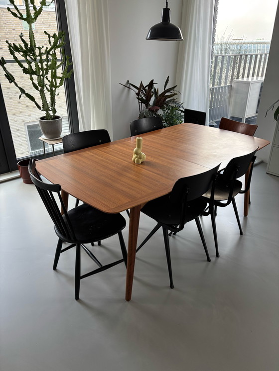 Image 1 of Dining Table In Wood Veneer, With Extension Piece.