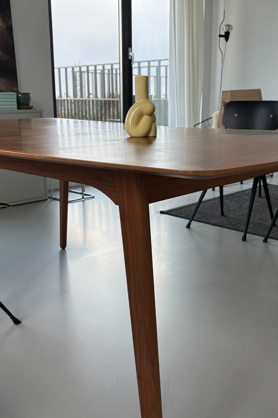 Image 1 of Dining Table In Wood Veneer, With Extension Piece.