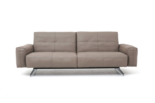 Rolf Benz 50 Couch Sofa Three-Seater Leather Brown Gray