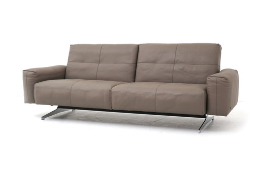 Rolf Benz 50 Couch Sofa Three-Seater Leather Brown Gray