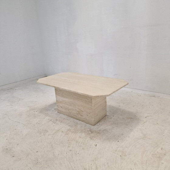 Image 1 of Vintage rectangular travertine coffee table, Italy 1980