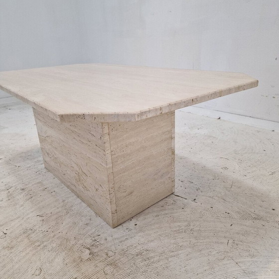 Image 1 of Vintage rectangular travertine coffee table, Italy 1980