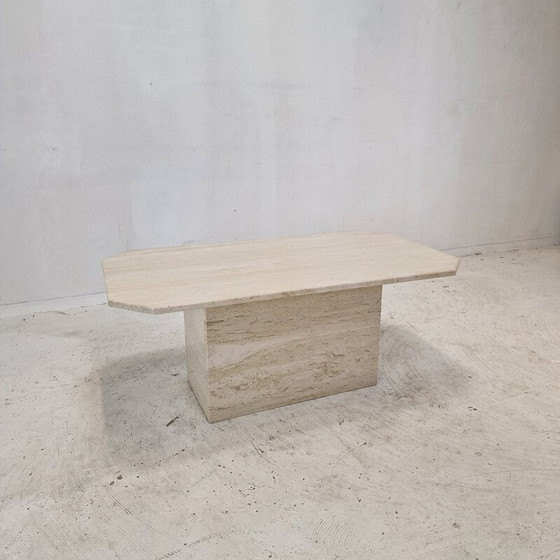 Image 1 of Vintage rectangular travertine coffee table, Italy 1980