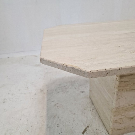 Image 1 of Vintage rectangular travertine coffee table, Italy 1980