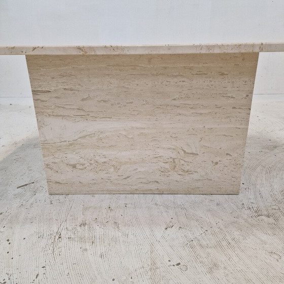 Image 1 of Vintage rectangular travertine coffee table, Italy 1980