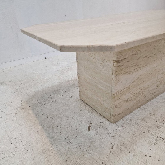 Image 1 of Vintage rectangular travertine coffee table, Italy 1980