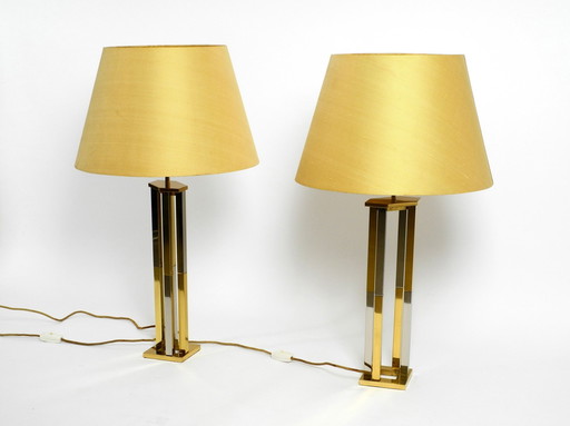 Pair Of Very Rare 1970S Xxl Brass Table Lamps From Vereinigte Werkstätten