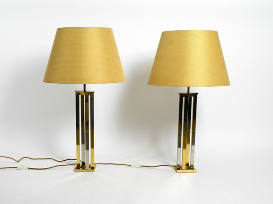 Image 1 of Pair Of Very Rare 1970S Xxl Brass Table Lamps From Vereinigte Werkstätten