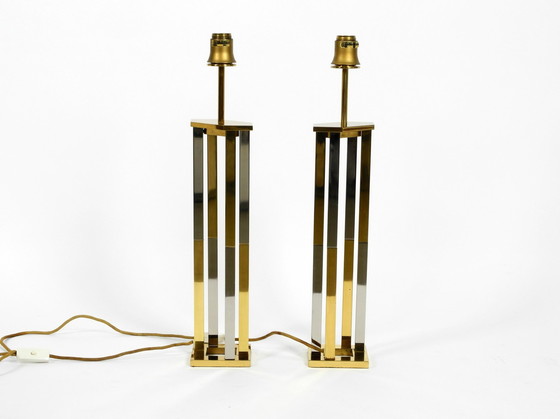 Image 1 of Pair Of Very Rare 1970S Xxl Brass Table Lamps From Vereinigte Werkstätten
