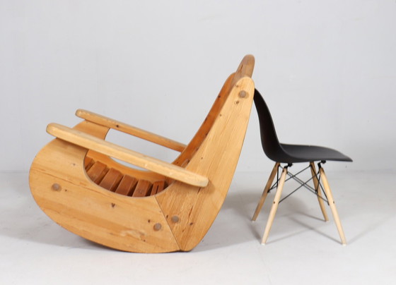 Image 1 of Brutalist rocking chair in pine wood from Wasa Furniture, 1990s