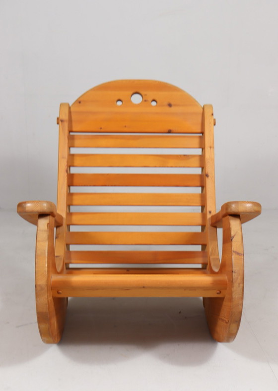 Image 1 of Brutalist rocking chair in pine wood from Wasa Furniture, 1990s