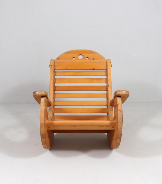 Image 1 of Brutalist rocking chair in pine wood from Wasa Furniture, 1990s