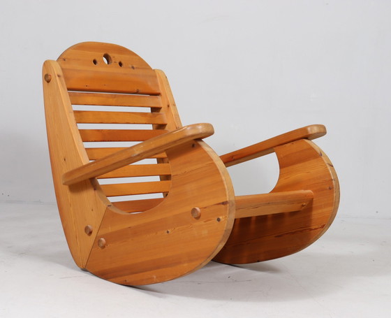 Image 1 of Brutalist rocking chair in pine wood from Wasa Furniture, 1990s