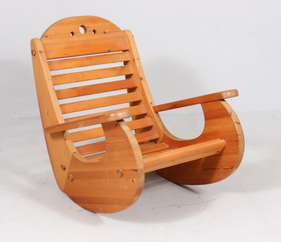 Image 1 of Brutalist rocking chair in pine wood from Wasa Furniture, 1990s