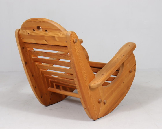 Image 1 of Brutalist rocking chair in pine wood from Wasa Furniture, 1990s