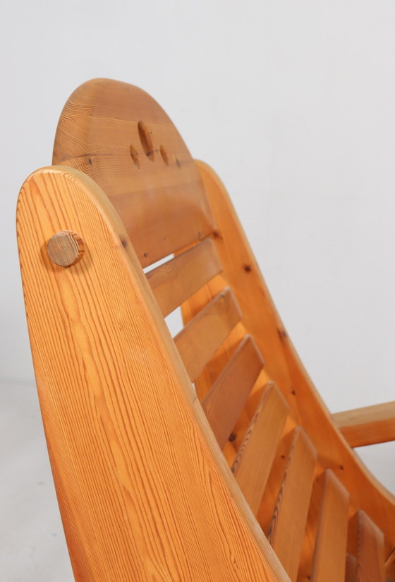 Image 1 of Brutalist rocking chair in pine wood from Wasa Furniture, 1990s