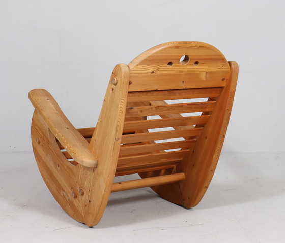 Image 1 of Brutalist rocking chair in pine wood from Wasa Furniture, 1990s