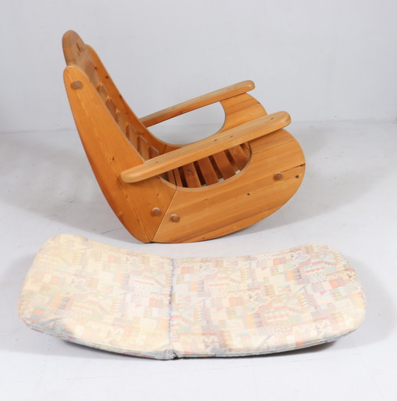 Image 1 of Brutalist rocking chair in pine wood from Wasa Furniture, 1990s