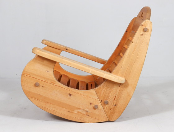 Image 1 of Brutalist rocking chair in pine wood from Wasa Furniture, 1990s