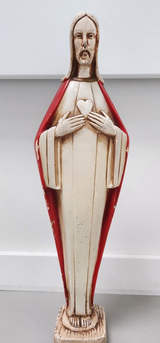 Image 1 of Art Deco Sacred Heart Statue C.H. Dauwe.