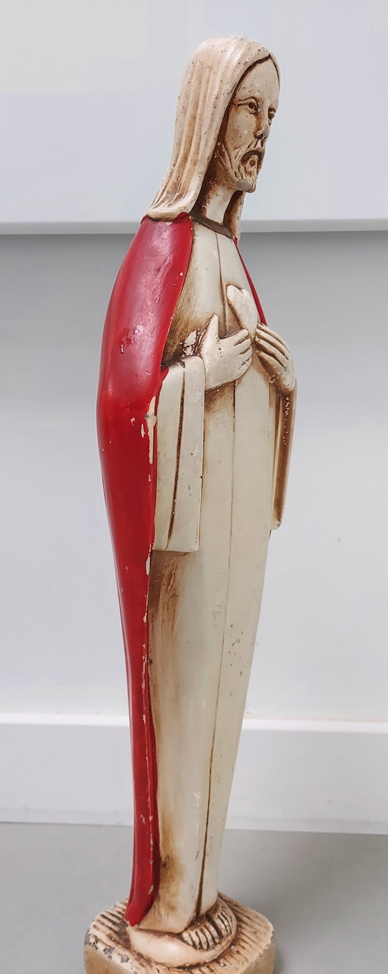 Image 1 of Art Deco Sacred Heart Statue C.H. Dauwe.