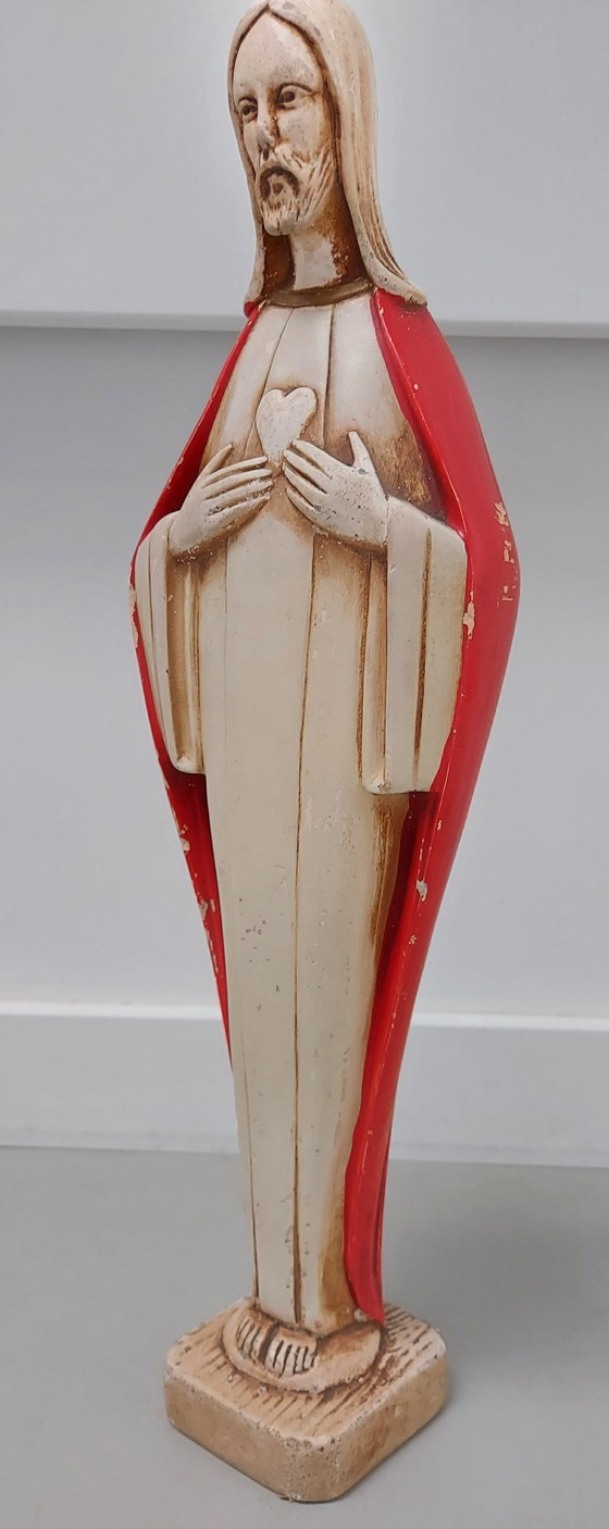 Image 1 of Art Deco Sacred Heart Statue C.H. Dauwe.