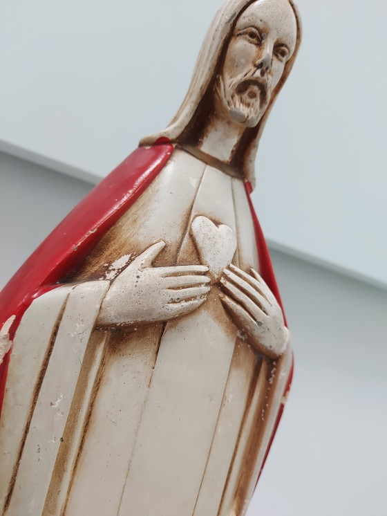 Image 1 of Art Deco Sacred Heart Statue C.H. Dauwe.