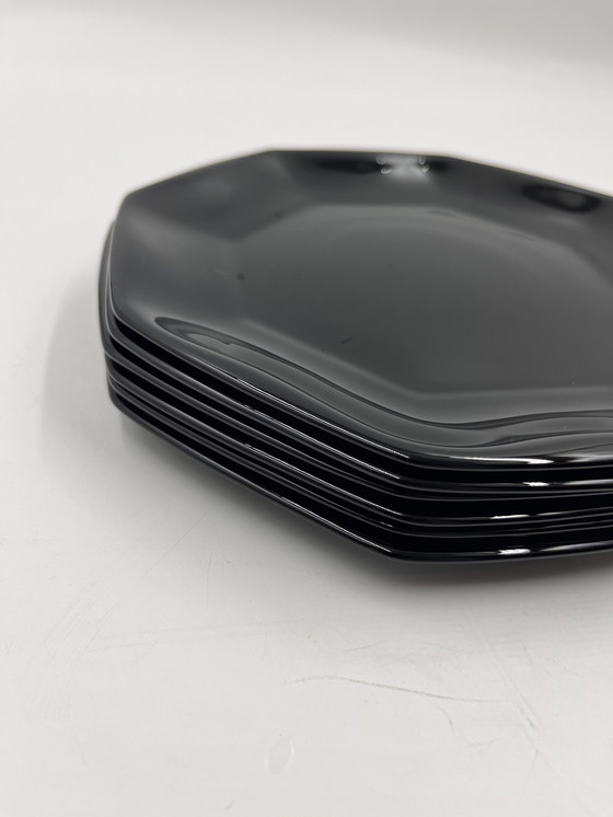 Image 1 of Set Of 6 Black Dessert Plates