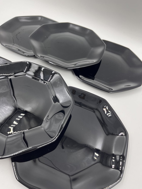 Image 1 of Set Of 6 Black Dessert Plates